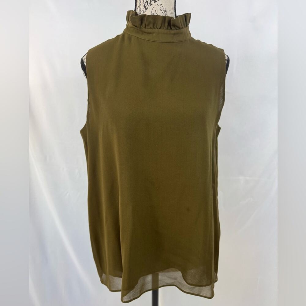 EUC LAFAYETTE 148 Olive Sleeveless Silk Women's Top (v)